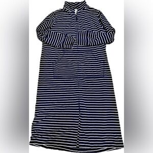LL Bean Ultrasoft Sweatshirt robe size M in navy stripe